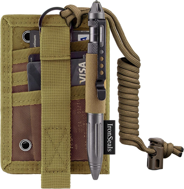 IronSeals Tactical ID Card Holder, Detachable Quick Rip-Away Badge Holder with Key Ring & Adjustable Neck Lanyard