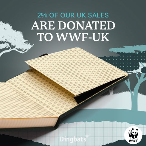 Dingbats* Wildlife A6 Small Reporter Notebook - PU Leather Hardcover, Pocket, Elastic Closure, Pen Holder, Bookmark
