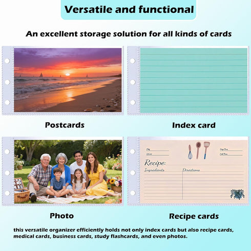 BYSLBTY 3x5 40 Holder1 Index Card Binder with Card Sleeves, Index Card Organizer for Flash Cards, Recipe Cards and Note
