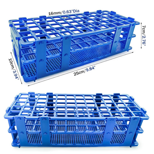 3 Packs Plastic Test Tube Rack, 60 Holes Lab Test Tube Rack Holder for 16mm Test Tubes, Blue, Detachable (60holes)