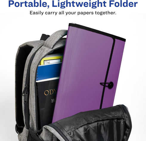 Avery Expanding File Folder Organizer, 7-Pocket Accordion, Plum, Holds 425 Letter/A4-Size Sheets