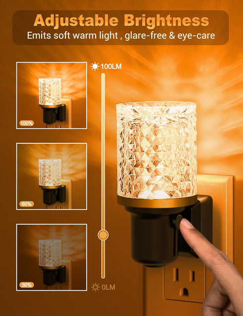 Dimmable 0-100LM JandCase LED Night Light Amber, Night Lights Plug into Wall, Modern Nightlight with Auto On Off Light