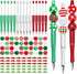 Whaline 15Pcs Christmas Beadable Pen, Red Green Silver Ballpoint Gel Ink Pen with 50 Colorful Beads, 100 Rhinestone