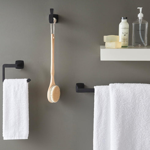 Pfister Venturi Towel Ring, Wall-Mounted Hand Towel Holder for Bathroom, Screw-In, Matte Black Finish, BRBVNC0B