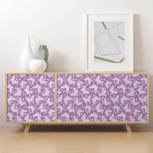 Purple Butterfly Floral Wallpaper Peel and Stick Violet Flower Wallpaper Removable Temporary DIY Contact Paper for Cabinet Drawer Bedroom Girls Room Walls Decorative Vinyl Roll 12"x118"
