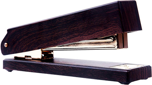 HOYUJI Woodgrain Black Stapler, Marbled Woodgrain Stapler, Elegant Modern Accessory for Stylish Desks, Rose Gold