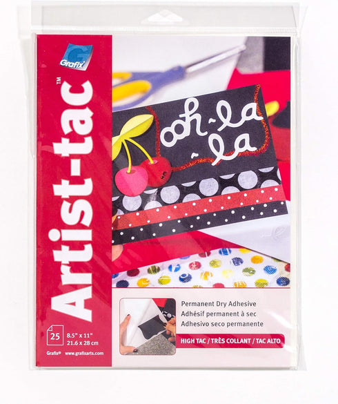 Grafix Artist-Tac Dry Transfer Adhesive Dots, 8.5"x11" Sheet, Pack of 25 Sheets for Arts and Papercrafts