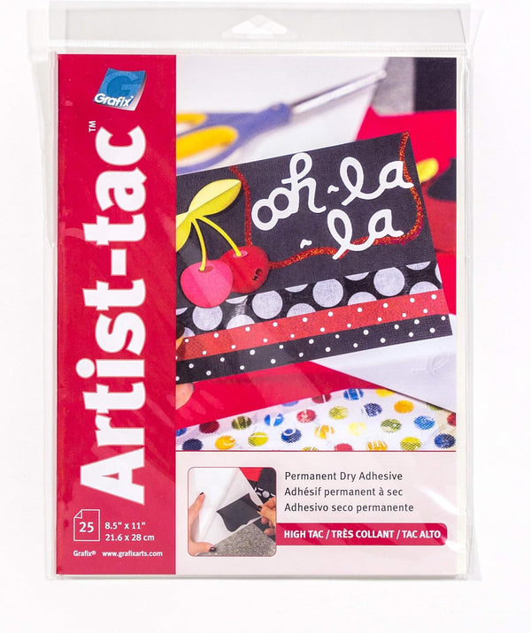 Grafix Artist-Tac Dry Transfer Adhesive Dots, 8.5"x11" Sheet, Pack of 25 Sheets for Arts and Papercrafts