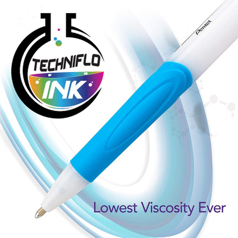 Pentel GlideWrite Ballpoint Pen with TechniFLO Ink, 1.0mm Medium Line, Assorted 14-Pk (BX910BP14M)