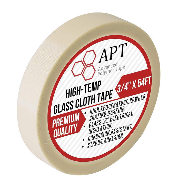 APT Glass Cloth Electrical Tape, High Temperature Masking Tape, 3/4" x 54 Ft, White