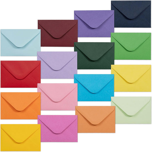 Gift Card Envelopes - 160-Count Mini Envelopes, Paper Business Card Envelopes, 16 Colors, 4 x 2.7 Inches