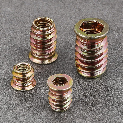 100 Pcs 5/16”-25 Threaded Insert for Wood, Hex Drive Wood Inserts Furniture Nuts