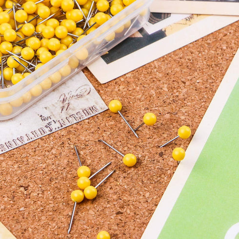 Map Tacks 1/8-Inch Assorted Color Beads Head, 500-count Push Pins (Yellow)