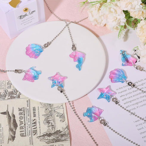 8 GLOBLELAND Pcs Marine Organism Ceiling Fan Pull Chain Iron Resin Ceiling Fan Extension Ornaments Light Pull Chain
