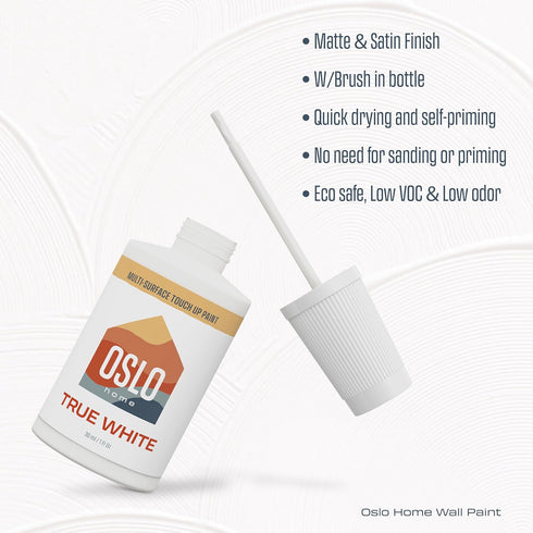 Touch Up Paint, True White, 1oz Satin with Brush in Bottle, Quick Drying for Home Repairs, Kitchen Cabinets