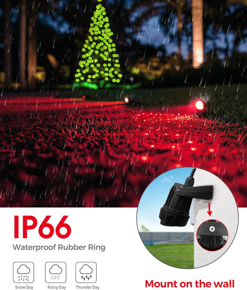 5W 120V 450LM IP66 2 Pack L LOHAS LED Red Spotlight Outdoor, Tree Spot Lights for Yard, Auto On/Off Landscape Lighting