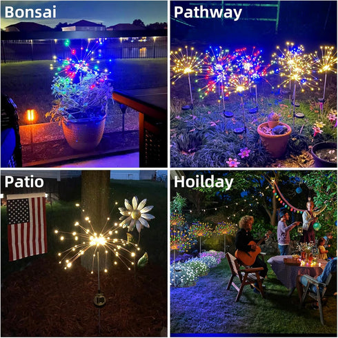 4 120 40 PCS Solar Firework Light, Outdoor Solar Garden Decorative Lights LED Powered Copper Wires String DIY Landscape