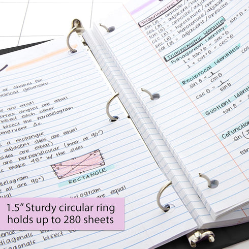 BAZIC 3 Ring Binder, 1.5" Economy View Organizer, Black, Round Ring, Holds 280 Sheets, 1-Count