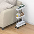 Sooyee 3 Tier Rolling Cart with Wheels, Slim Storage Cart, Narrow Storage Cabinet, Under Desk Storage, Rolling Utility