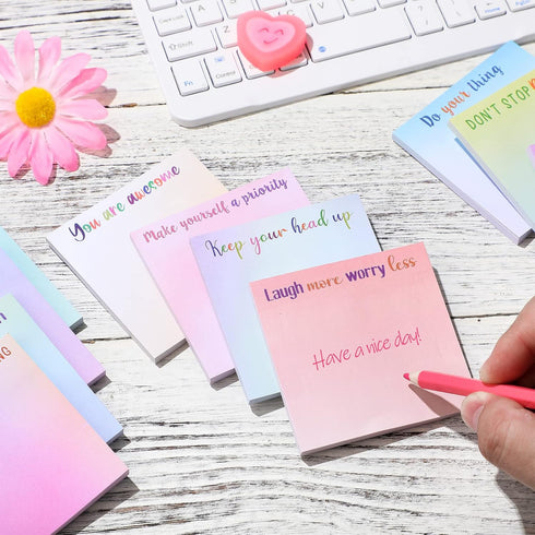 Zonon 24 Pieces Inspirational Sticky Notes: 3 x 3 Inch Motivational Fun Notepads, Positive Gifts for Teacher Coworkers