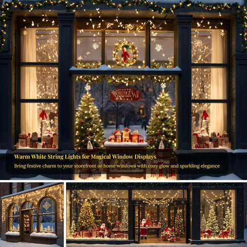 Etinga 200 66ft 8 200 66ft) LED String Lights Warm White, Plug in Fairy Lights with Lighting Modes, Indoor Outdoor
