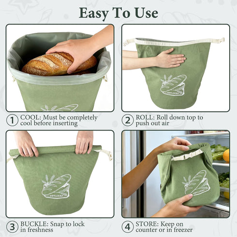 16oz Sourdough Bread Bags for Homemade Bread, Aesthetic Canvas Stand-Up Reusable Bread Bag, Hard Bottom Bakery Keeper