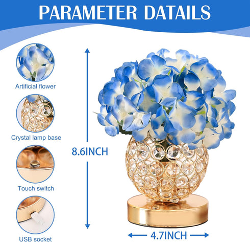 WSYEAR Premium Blue Silk Hydrangea Artificial Flowers Christmas Night Light Faux Flower Arrangement for Home Wedding