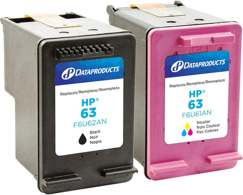Dataproducts Remanufactured High Yield Black, Tri-Color Ink Cartridges Replacement for HP 63 (L0R46AN) (2-Pack)