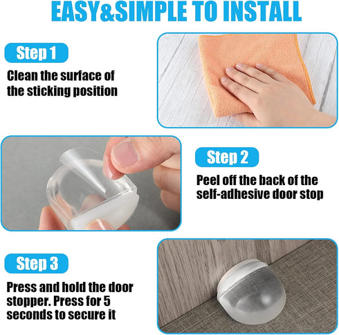 Qunclay 6 Pieces Floor Door Stopper, No Drill Shower Door Stopper, Self Adhesive Rubber Bumper Wall Protectors