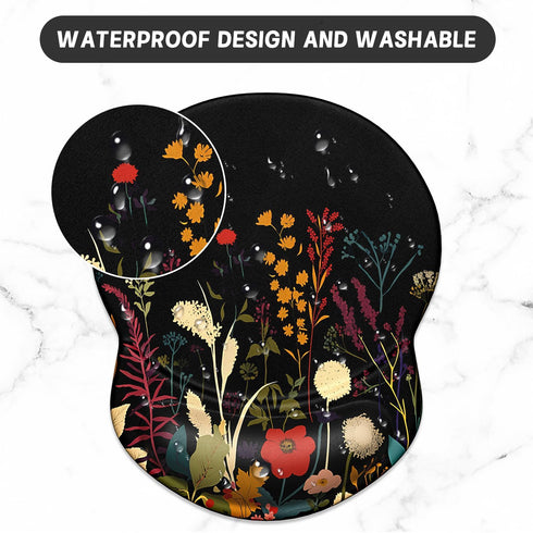 ITNRSIIET Ergonomic Mouse Pad with Gel Wrist Support, Non-Slip PU Base, 8.7 x 7.2 in, Pretty Flowers