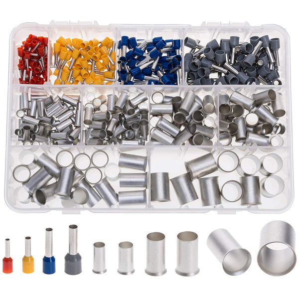 10-Sizes Copper Wire Ferrules Assortment Kit - Matte Tin Plating Pin Ferrules (390PCS KIT)