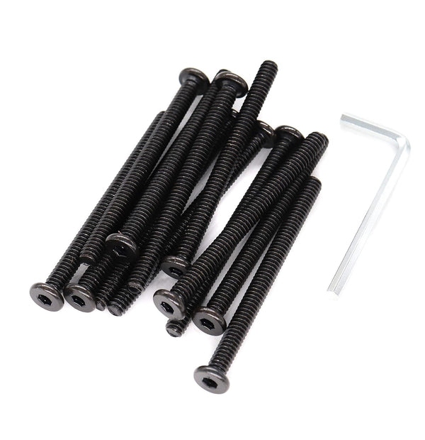 binifiMux 12pcs 1/4-20 x 2-1/2 Inch Black Hex Socket Cap Screws for Furniture Chair Table Desk