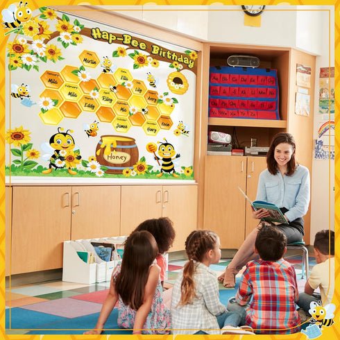 Bee Bulletin Board Set, Summer Bee Sunflower Tree Cutouts, Motivational Back to School Decor for Classroom