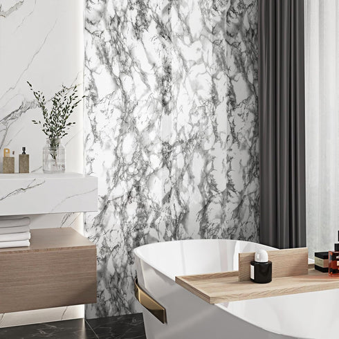 Grey Marble Contact Paper for Countertops, Glossy Peel and Stick Wallpaper 15.8''x78.7'' for Cabinets