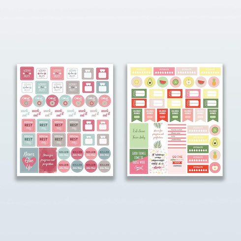Lamare Workout, Fitness & Food Planner Stickers for Adults – Motivational, Aesthetic, Encouraging Journaling Stickers