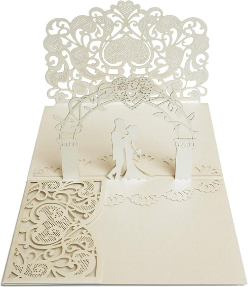 Dekali Designs Wedding Pop Up Card for Couples - Christian Card with Envelope and Bible Verse About Love (White - 5x7