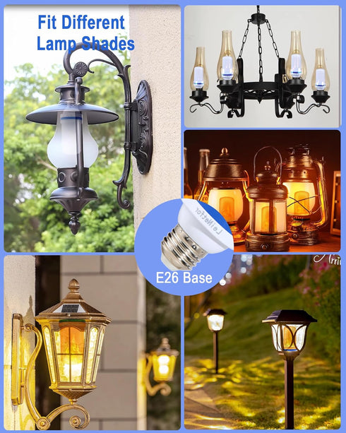 Smaller LED Flame Light Bulbs, 4 Modes Flickering Halloween Light Bulbs, E26 Base Fire Effect, Pack of 6