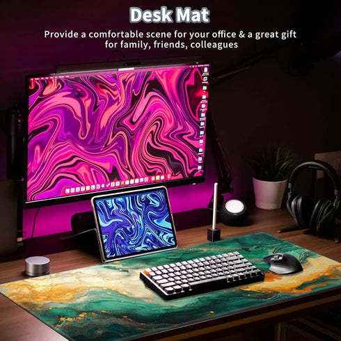 Gaming Mouse Pad, EDGFRTOIO XXL Large 31.5x15.7 inch Desk Mat with Non-Slip Rubber Base for Home Office Work, Green