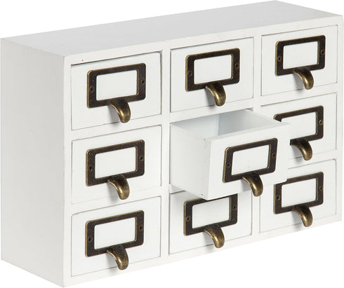 Kate and Laurel Apothecary Wood Desk Drawer Set, 9 Drawers, Rustic White