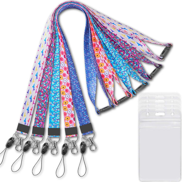 YOUOWO 5 Pack Cute Breakaway Lanyards for Women & Kids - ID Badge & Card Holders, 0.79 inches Wide