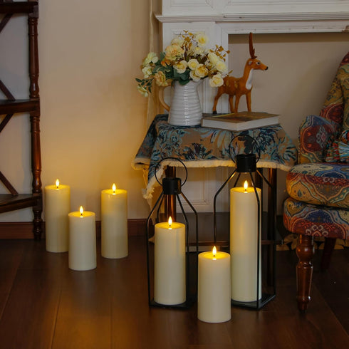 Pack 2 4" x10") Waterproof Flickering Plastic Flameless with Cycle Timer & Remote Control, of Fake Battery Operated