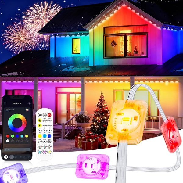 CCILAND 50Ft Permanent Outdoor Lights, 30 LED Eternity RGB&IC Smart Eaves Lights