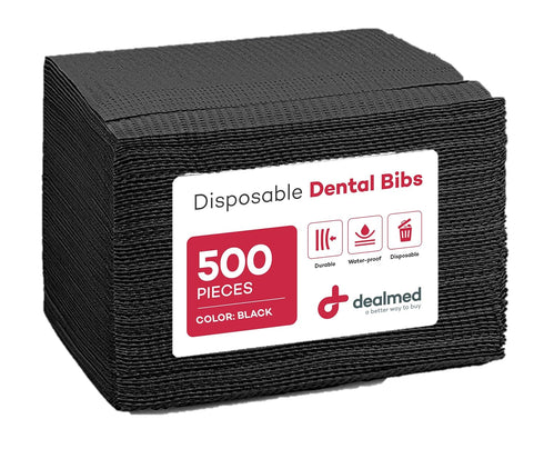 13.5" 18" 2-Ply 500) Dealmed Disposable x Dental Bibs, Tissue/Poly, Bulk Tattoo Bibs, Great for First Aid Kits