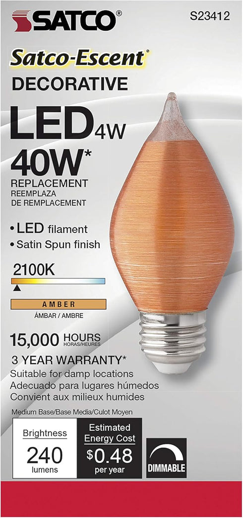 Satco 4.38 Inch 4W C15 LED Medium Base Replacement Lamp