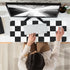 Non-Slip Desk Pad, Checkered Waterproof PU Leather Desk Protector, Large Blotter for Work/Home/Decor (31.5"x12", White)