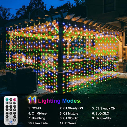 20ftx10ft 600 ZAIYW Dual Color Curtain Lights LED Christmas Curtain Lights with Remote Plug, Connectable Lights Curtain