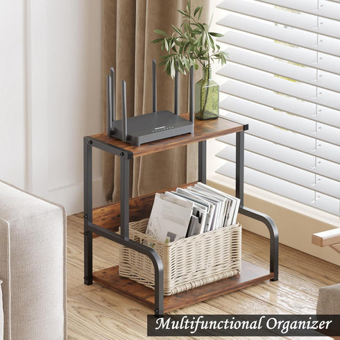 Office Desk Shelf Organizer, Wood Desktop Bookshelf Storage Rack, Stylish Vinyl Record Holder, Multi-functional for