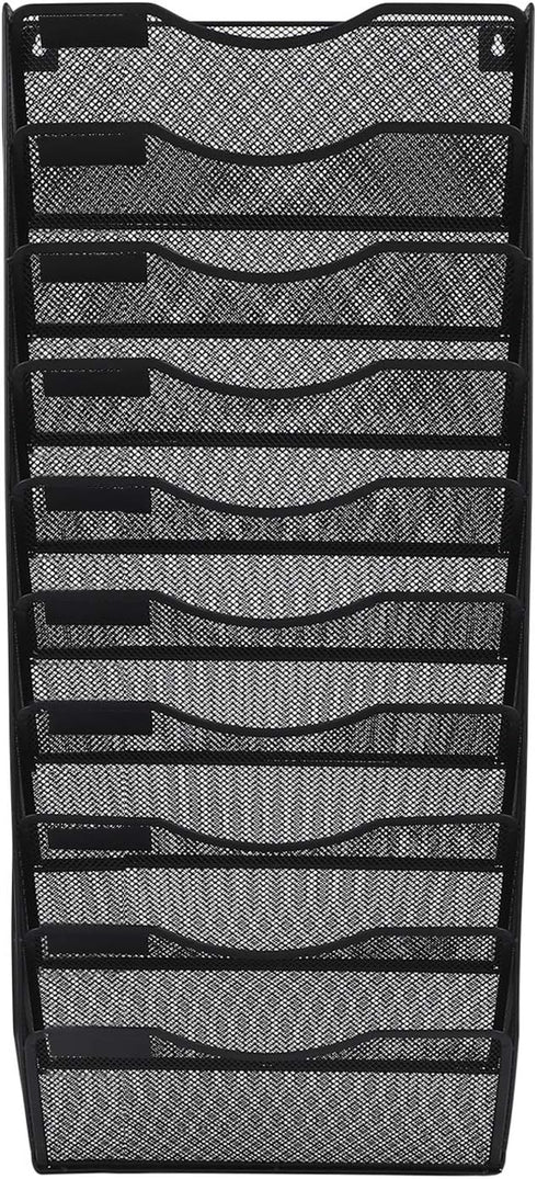 EasyPAG Hanging Wall File Organizer - 10 Tier Mesh Office Mail Paper Holder, Black