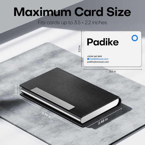Padike Business Card Holder Case Professional PU Leather & Stainless Steel Multi Wallet Credit Card ID Case for Men &