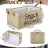 Snack Bar Organizer Basket, Burlap Fabric Snack Storage Holder with Waterproof Lining & Handles, Collapsible Bar